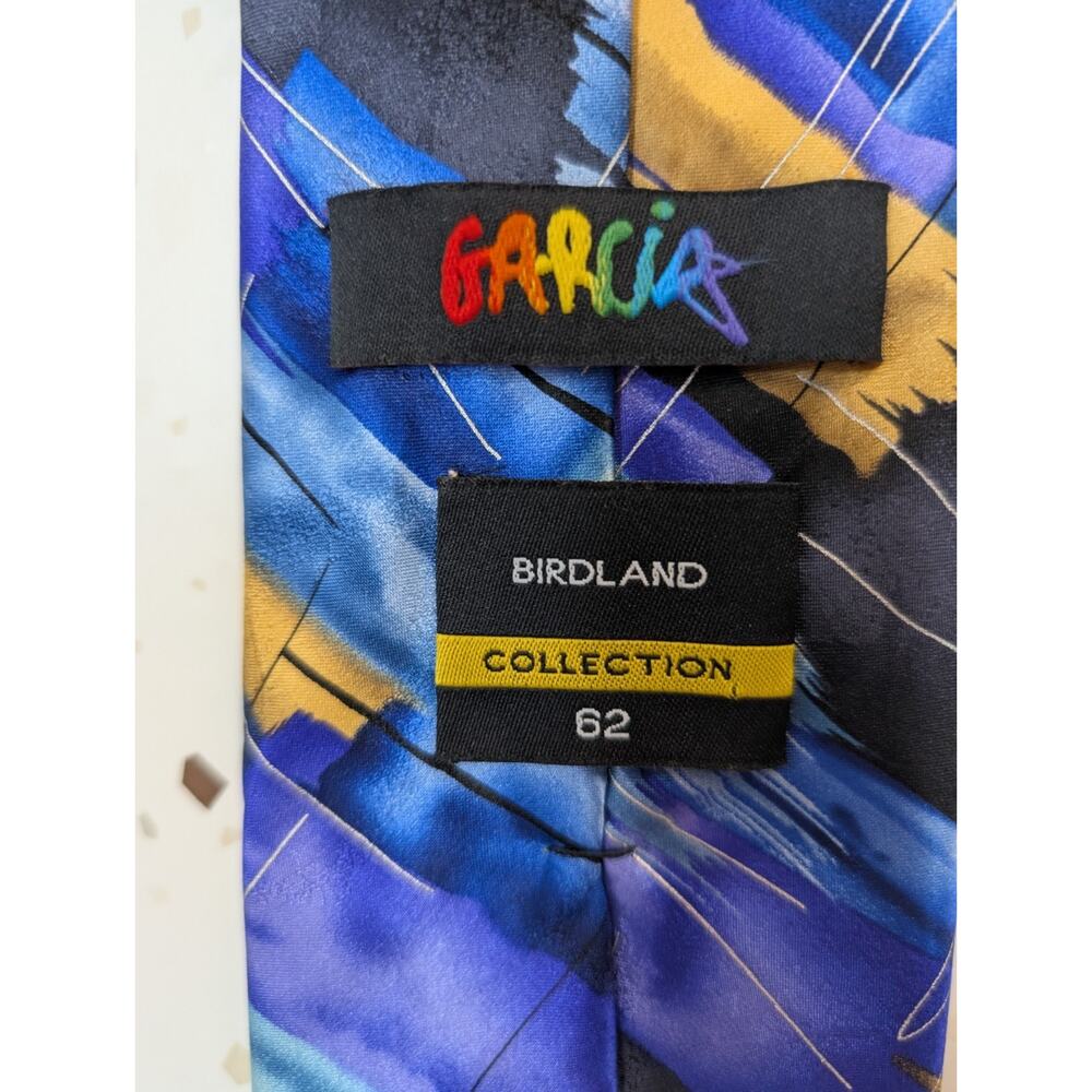 Vintage GARCIA Birdland Collection 62 Tie Bright Abstract 100% Silk Y2K